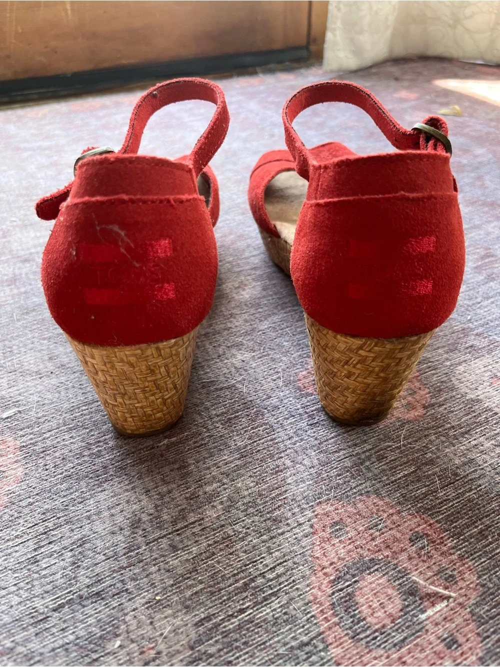 Tom’s Red Suede Platform Sandals